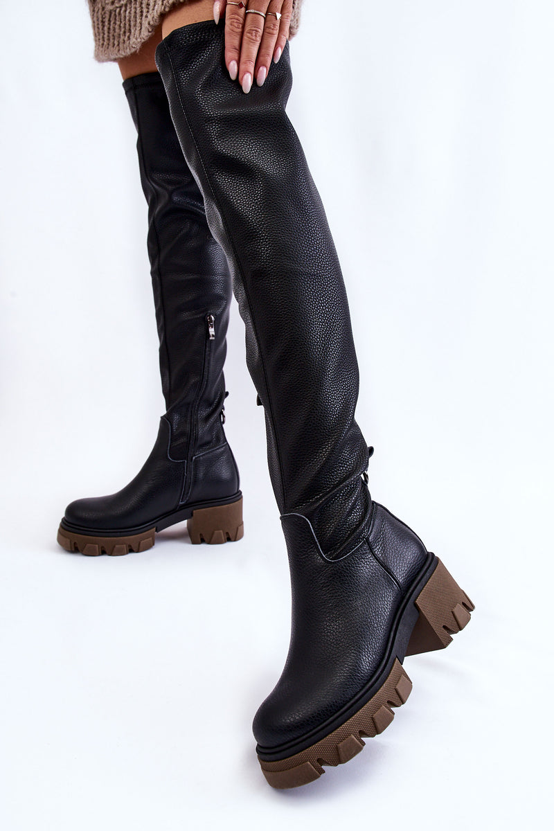 Odiniai ilgaauliai Matte Black Venise